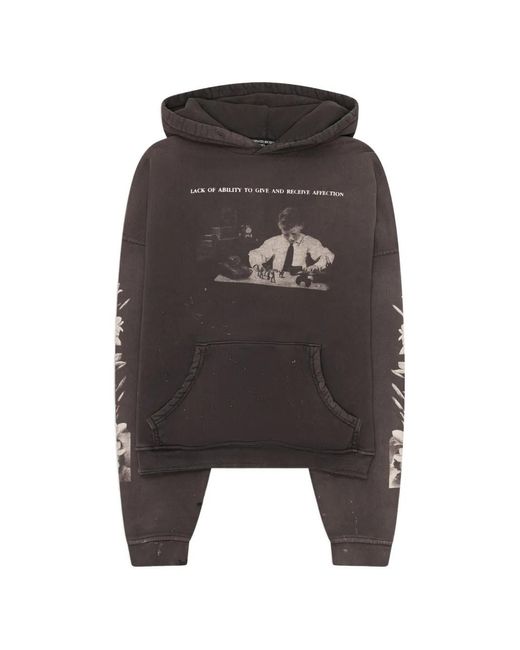 Enfants Riches Deprimes Black Head Against The Bars Graphic-Print Distressed-Finish Hoodie for men