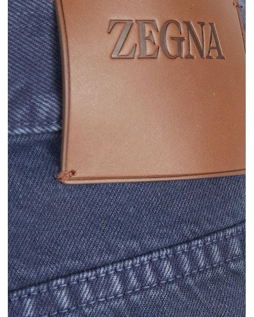 Zegna Blue Logo Patch Jeans for men