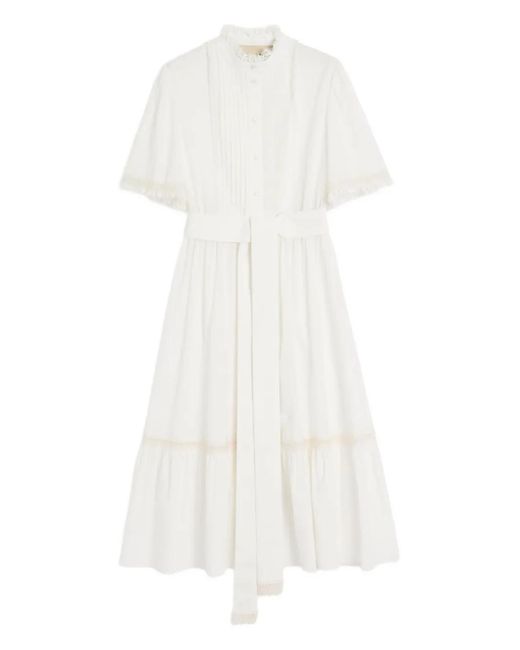 Valentino Garavani White High-Neck Button-Up Midi Dress
