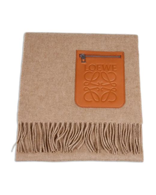 Écharpe Frangée À Patch En Cuir Loewe en coloris Brown