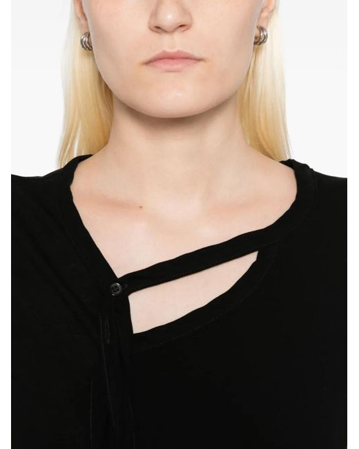 Yohji Yamamoto Black Tie-Detailing Cotton T-Shirt