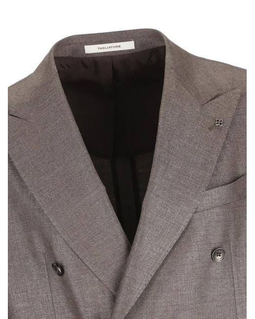 Tagliatore Brown Double-Breasted Jacket for men