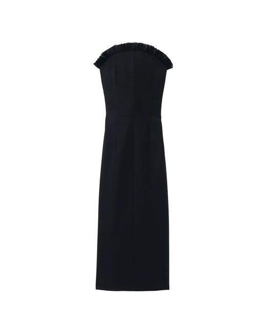 McQueen Black Ruffled Midi Dress