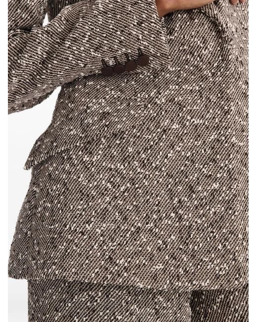 Oscar de la Renta Brown Tweed Single-Breasted Blazer