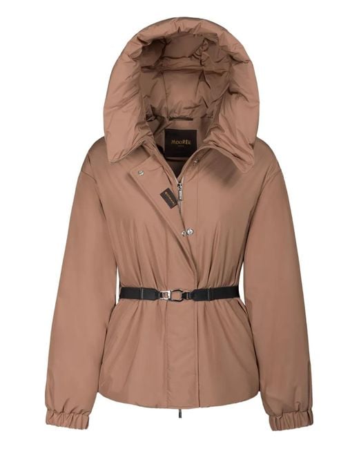 Chaqueta Con Cinturón Y Capucha Moorer de color Brown