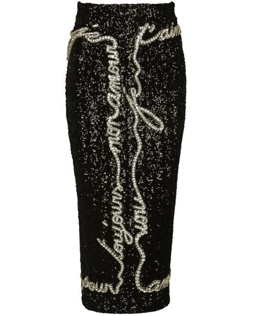 Falda midi con lentejuelas Balmain de color Black