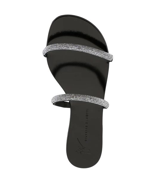 Giuseppe Zanotti Black Croisette Crystal-Embellished Sandals