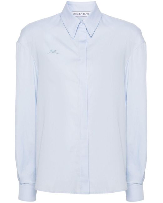 ROWEN ROSE White Logo-embroidered Cotton Shirt