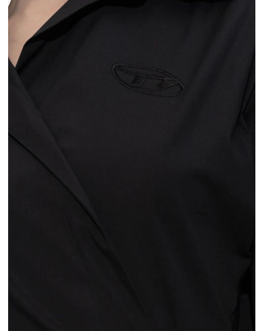 DIESEL Black D-Delphos-S1 Wrap Logo-Embroidery Dress