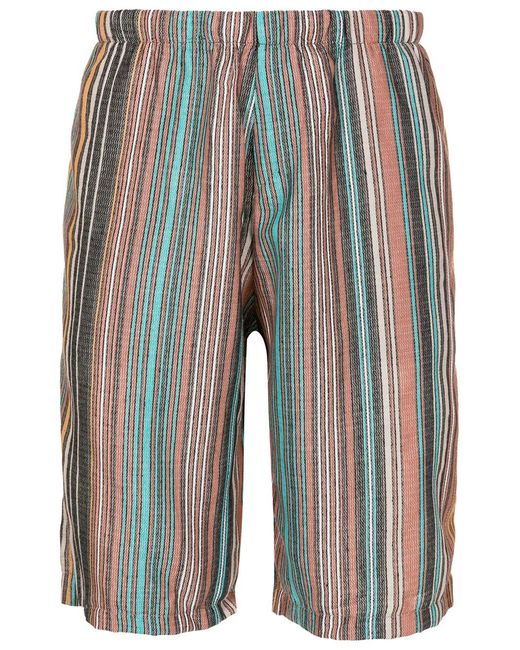Amir Slama Blue Striped Jacquard Shorts for men