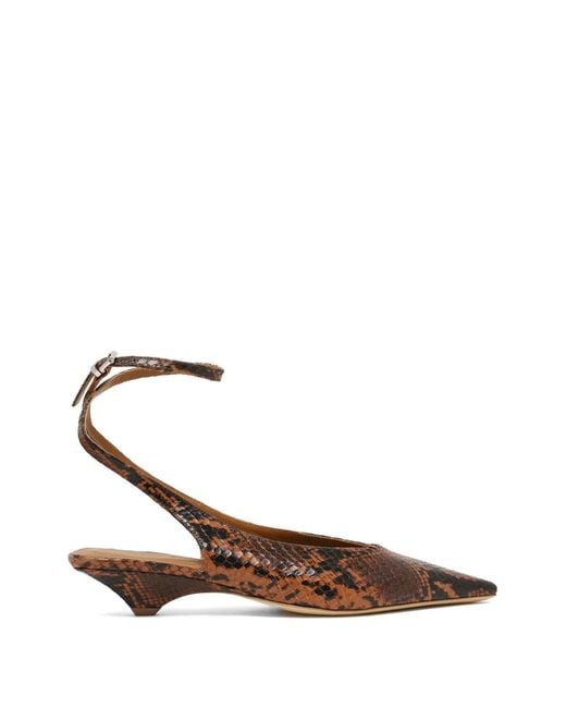 Vic Matié White Snakeskin-Effect Pointed-Toe Pumps