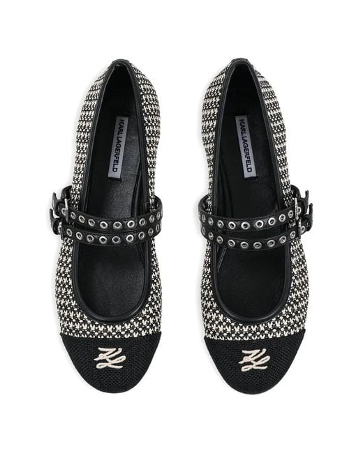 Karl Lagerfeld White Eyelet-Embellished Ballet Flats