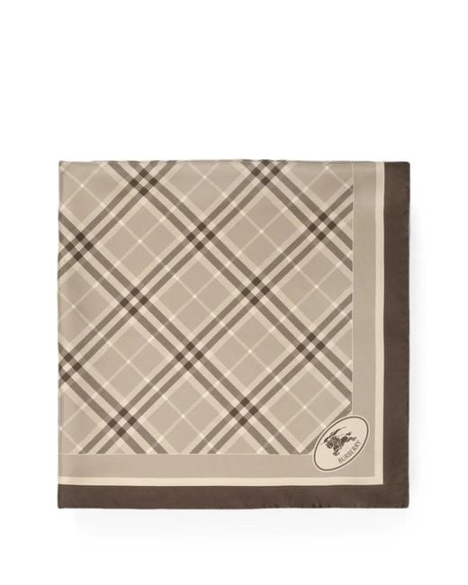 Burberry Natural Check Knight Stamp Silk Scarf