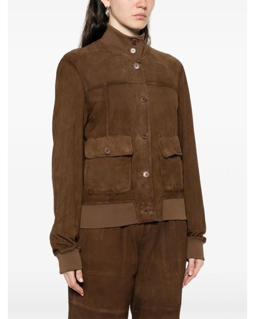 P.A.R.O.S.H. Brown Buttoned Suede Jacket