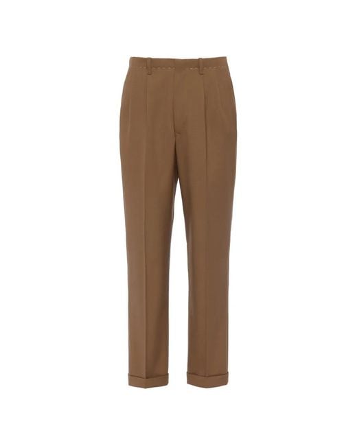 Maison Margiela Brown Pleat Cuffed Trousers for men