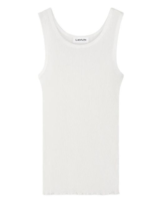 Lanvin Geplooide Jersey Tanktop in het White voor heren