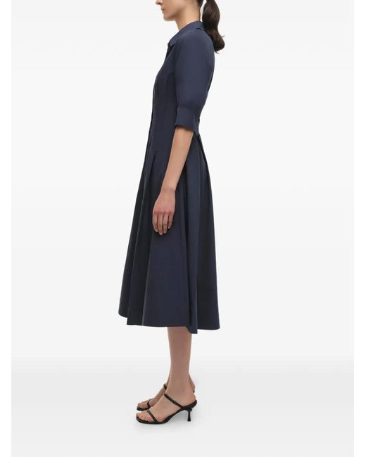Jonathan Simkhai Blue Pleated Collared Dress
