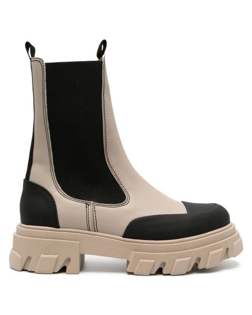 〈GANNI〉ブラック Stitch Cleated ロング チェルシーブーツ GANNI〉ブラック Stitch Cleated ロング チェルシーブーツ