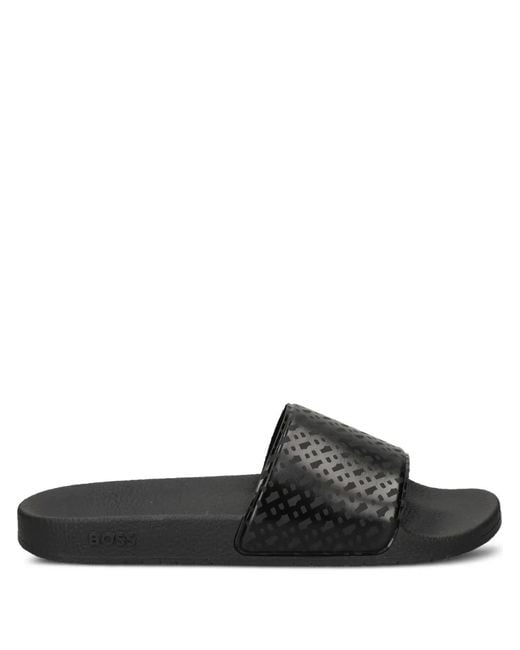 Boss Pantoletten Mit Logo-Muster in Black für Herren