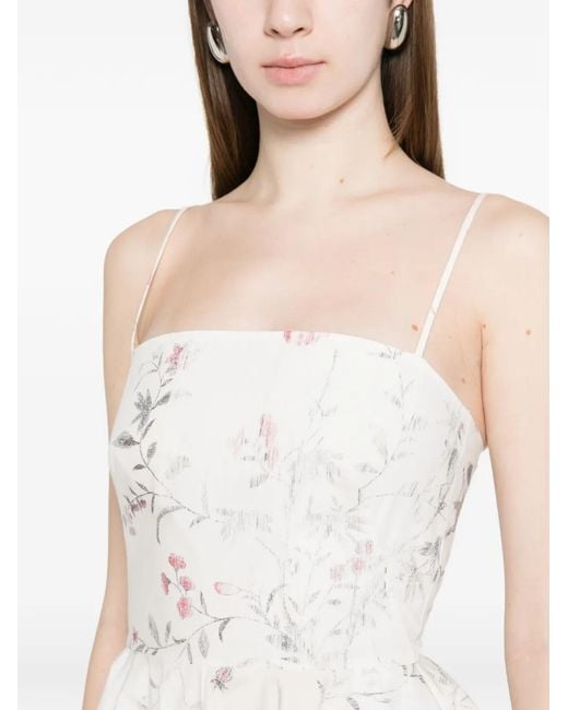 Robe Courte Évasée À Fleurs Givenchy en coloris White