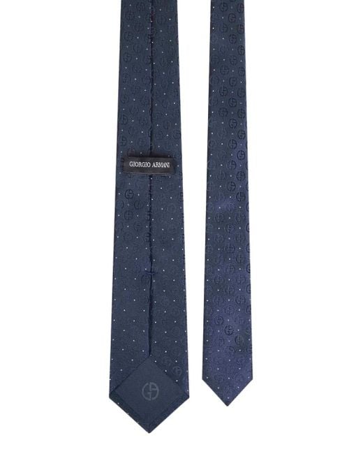 Giorgio Armani Blue Monogram-Pattern Tie for men
