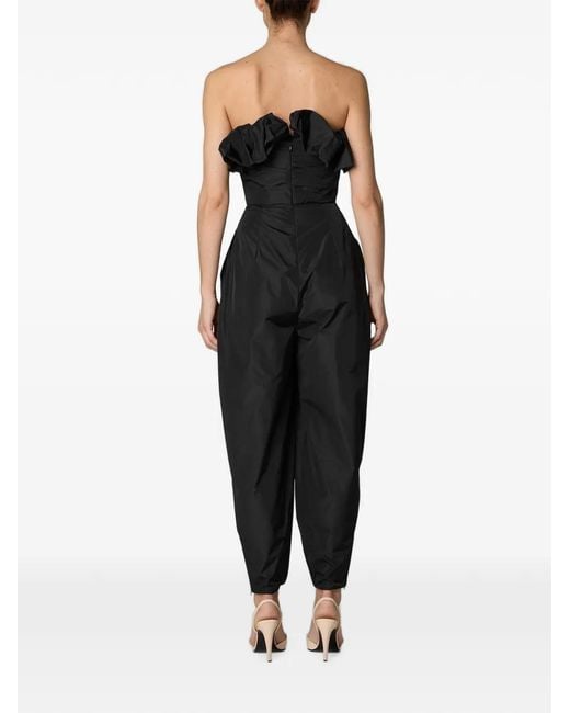 Del Core Black Ruffled Strapless Jumpsuit