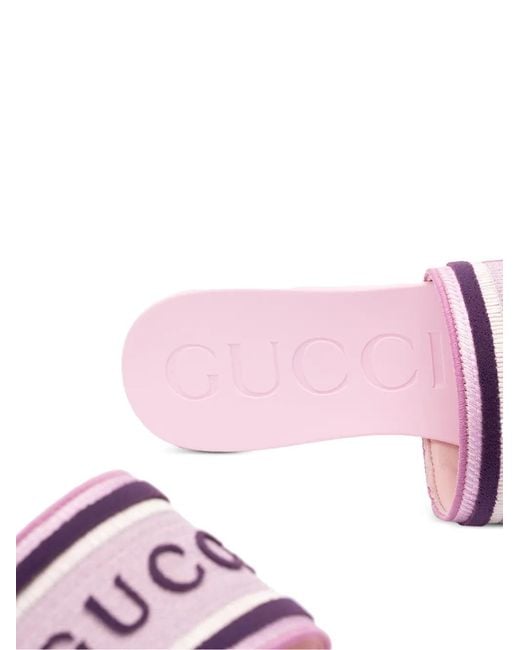 Gucci Pink Logo Strap Slippers