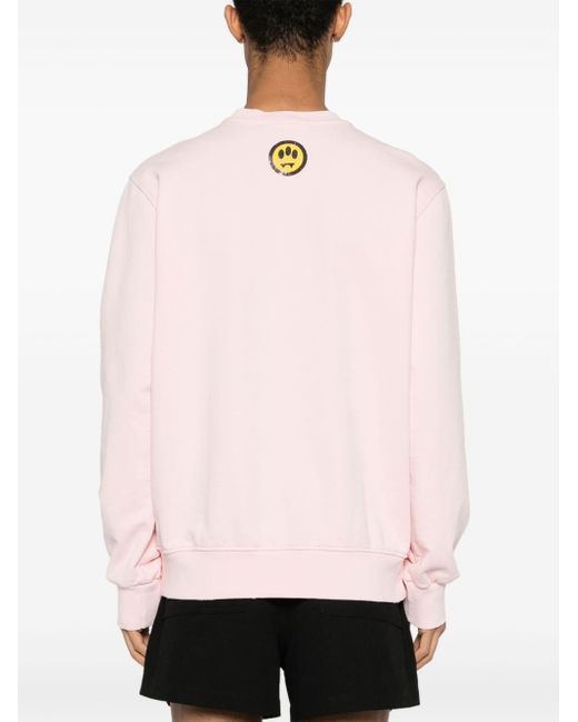 Barrow Pink Logo-print Distressed Sweatshirt