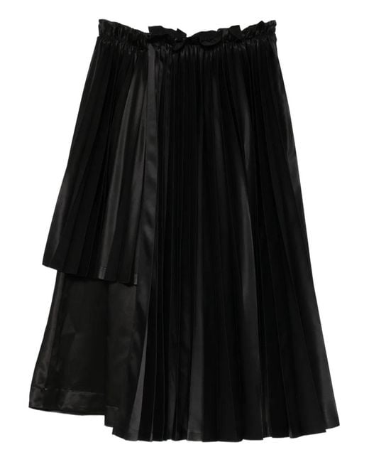 Noir Kei Ninomiya Black Pleated Asymmetric Midi Skirt