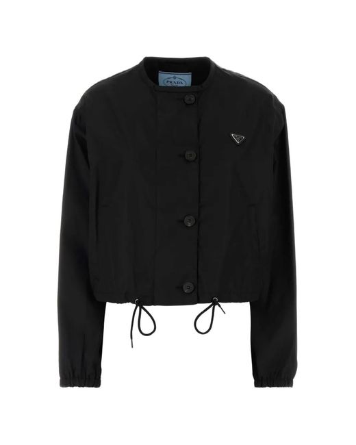 Prada Black Re-Nylon Logo-Plaque Jacket