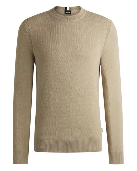 Jersey de algodón texturizado Boss de hombre de color Natural