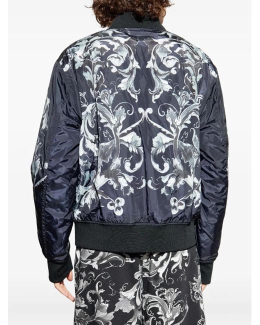 Versace Jeans Couture Blue Baroque-Print Bomber Jacket for men