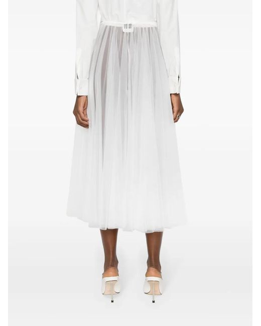Forte_forte White Chic Tulle Skirt With Jersey Coulotte
