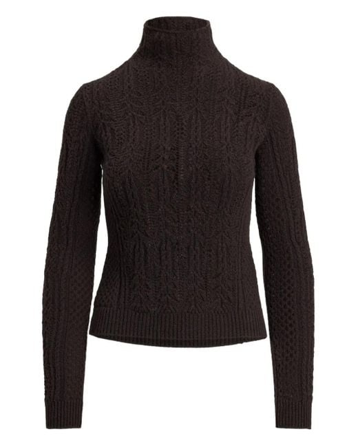 Ralph Lauren Black Pointelle-Knit Cashmere Sweater