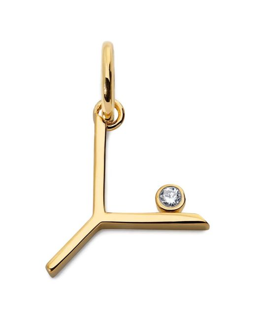 Monica Vinader Metallic Initial Y Solitaire-Diamond Pendant