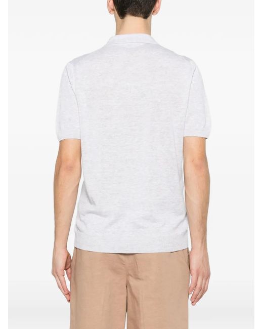 Tagliatore White Classic Polo Collar Short Sleeve Top for men