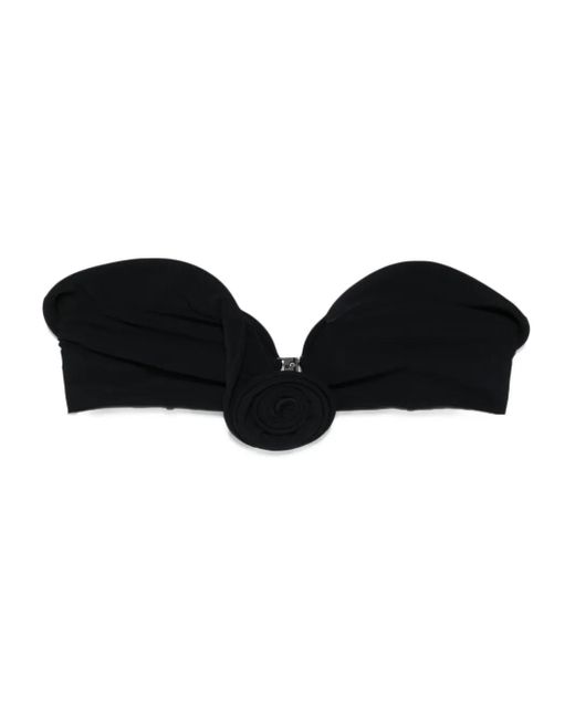 Top Bikini Con Applicazione Rosa di Magda Butrym in Black
