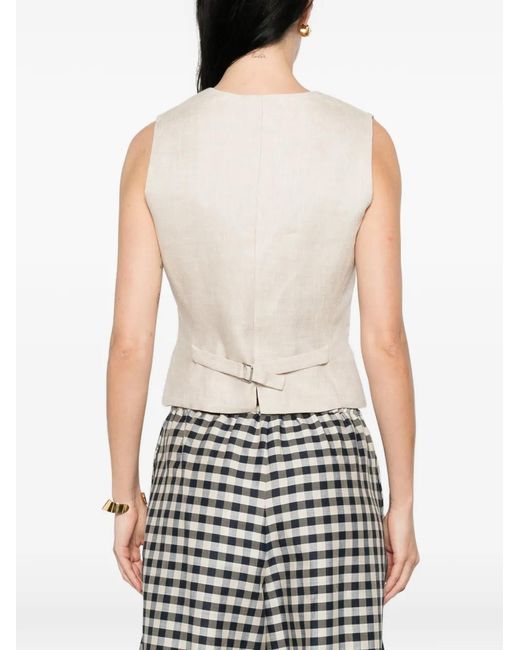 Weekend by Maxmara White Pace Button V-Neck Gilet