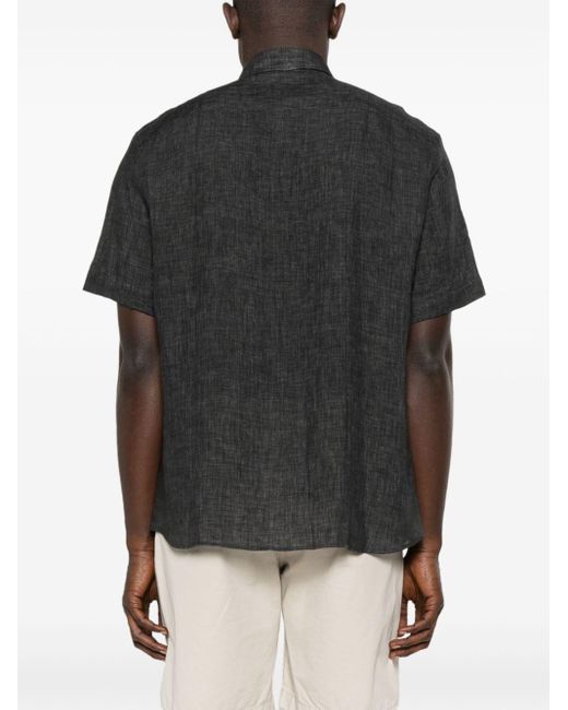 Brunello Cucinelli Black Short-sleeve Linen Shirt for men