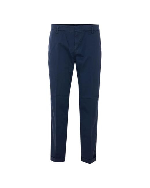 Dondup Blue Button Closure Cuffed Trousers for men