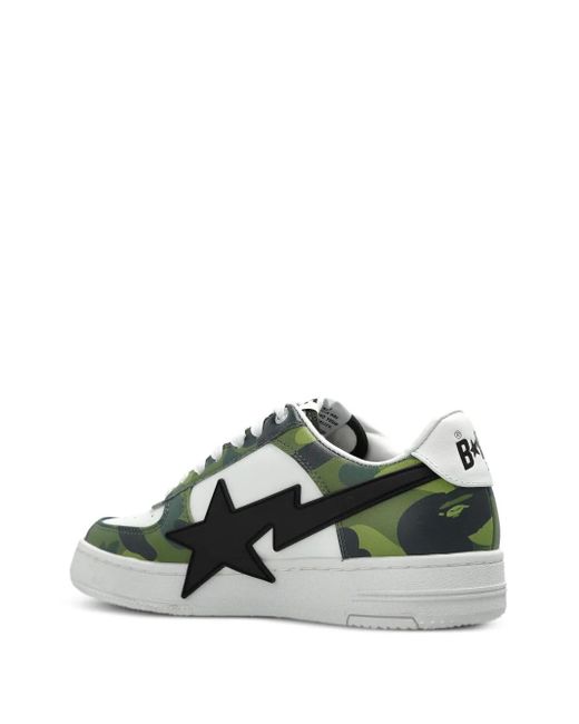 A Bathing Ape White Star-Appliqué Camouflage-Pattern Sneakers