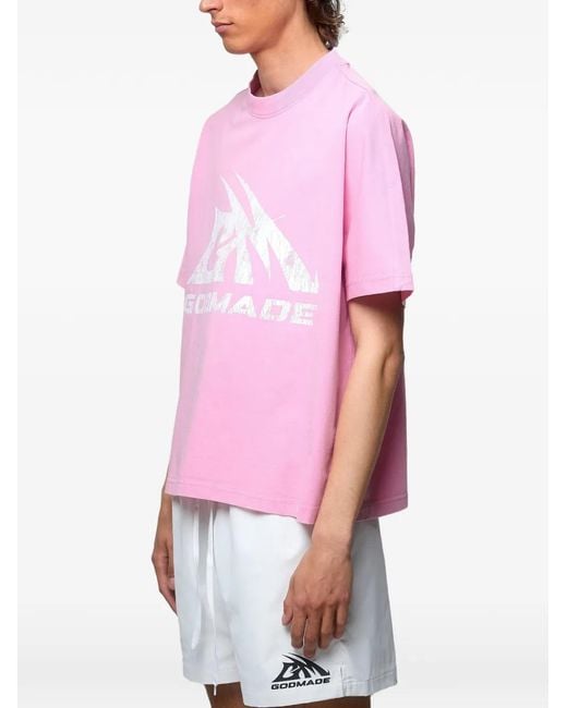 GODMADE Pink T-Shirt En Coton for men