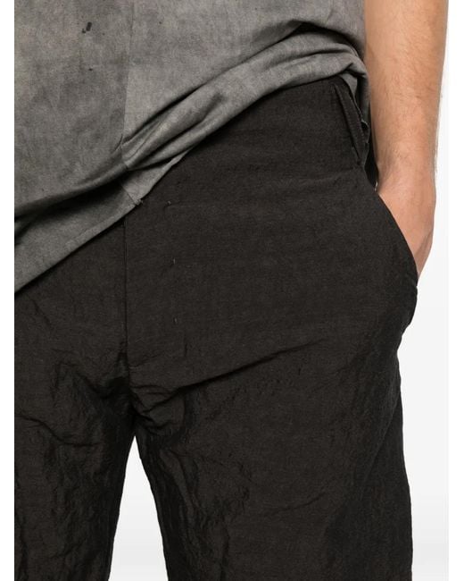 Ma+ Black Crinkled-Effect Trousers for men
