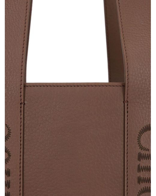 Chloé Brown Medium Woody Leather Tote Bag