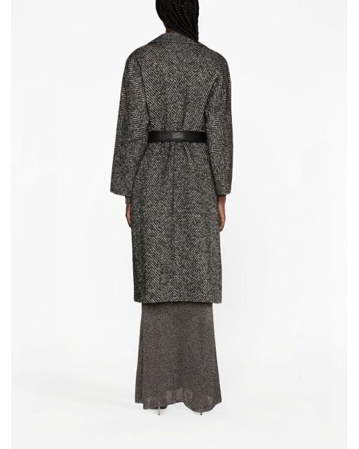 Maje Gray Herringbone Wool-blend Coat