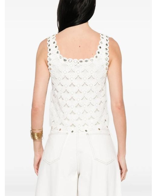 Maje Gehaakte Top Met Verfraaiing in het White