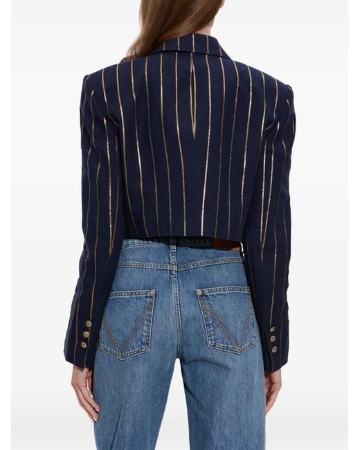 Vivienne Westwood Blue Veste Crop À Fines Rayures