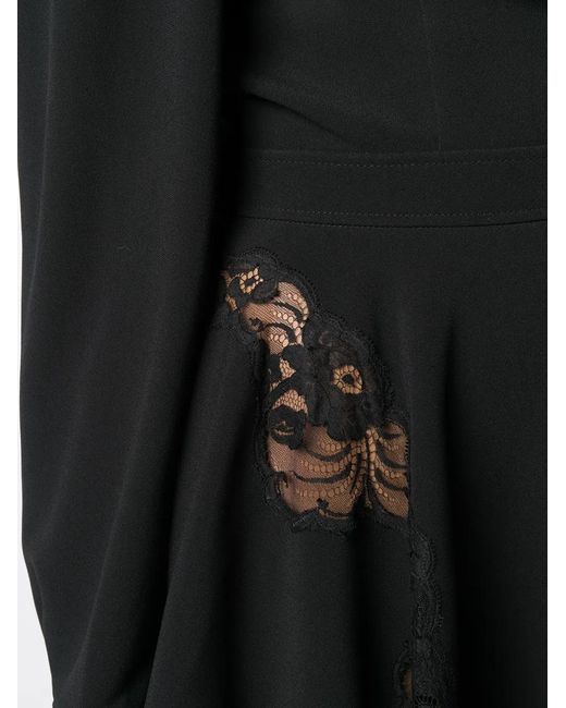 Stella McCartney Black Asymmetric Floral Lace Mini Dress