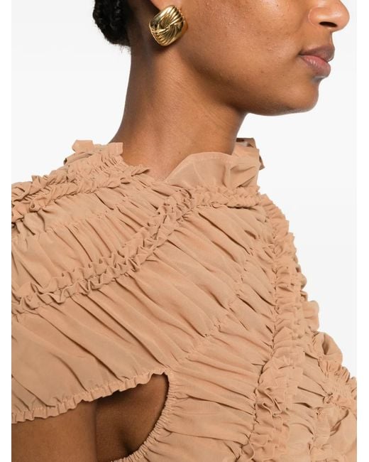 Magda Butrym Natural Ruffled-Embellishment Top