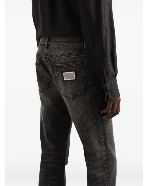 メンズ Dolce & Gabbana ダメージ ジーンズ Gray